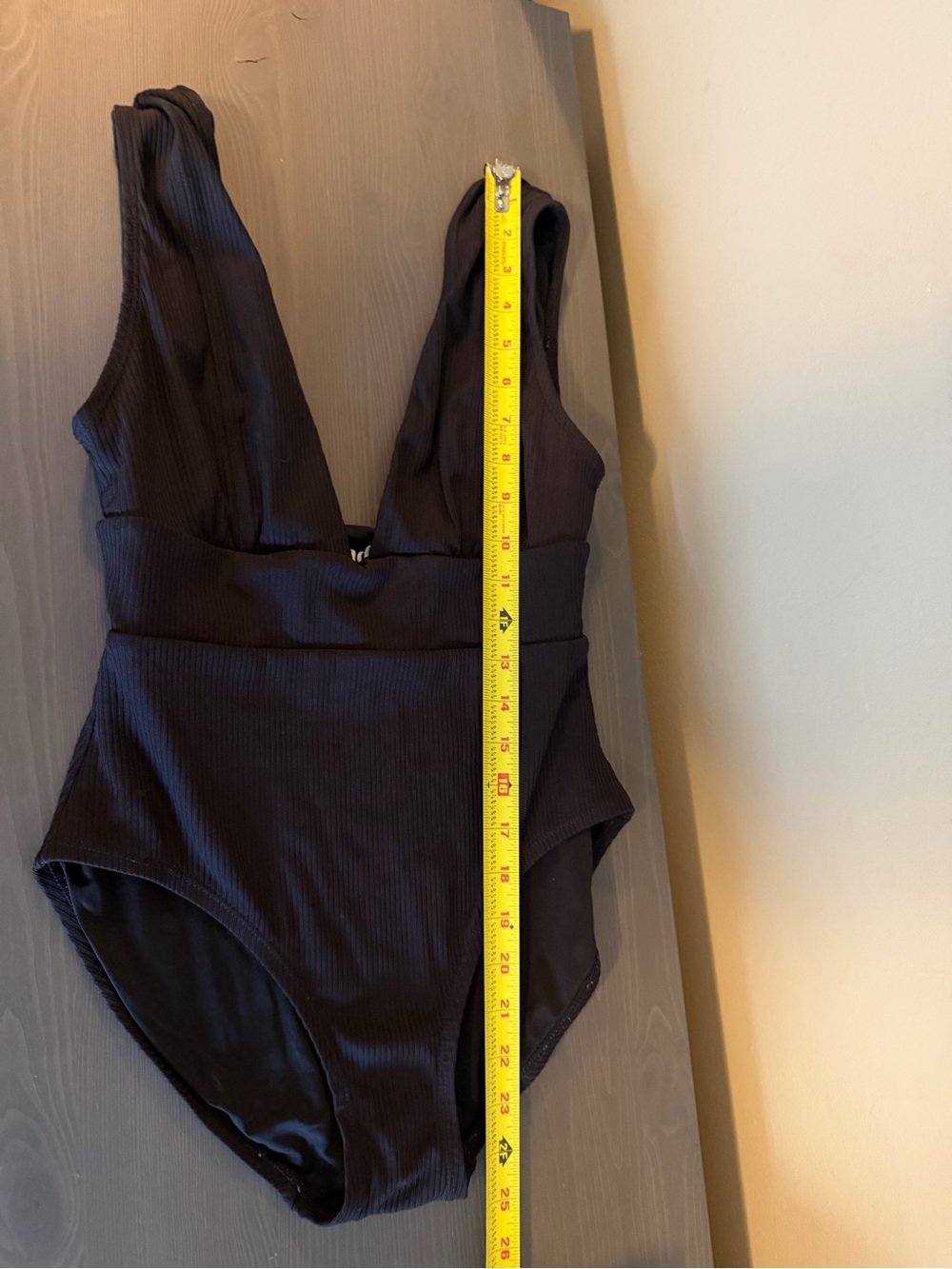 Andie Swim Mykonos Black Ribbed Deep V One-Piece Swimsuit - Picture 5 of 6